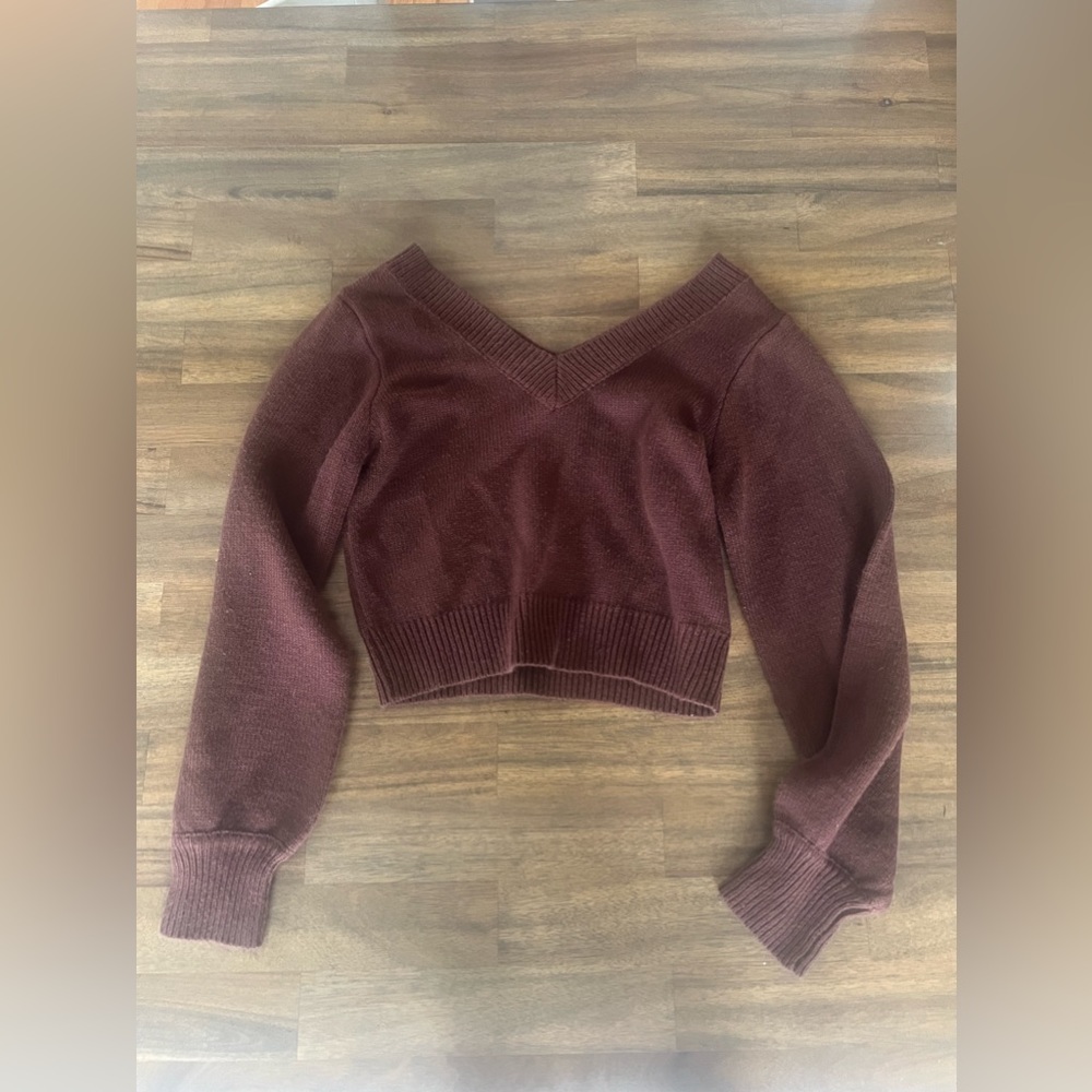 cropped brown sweater